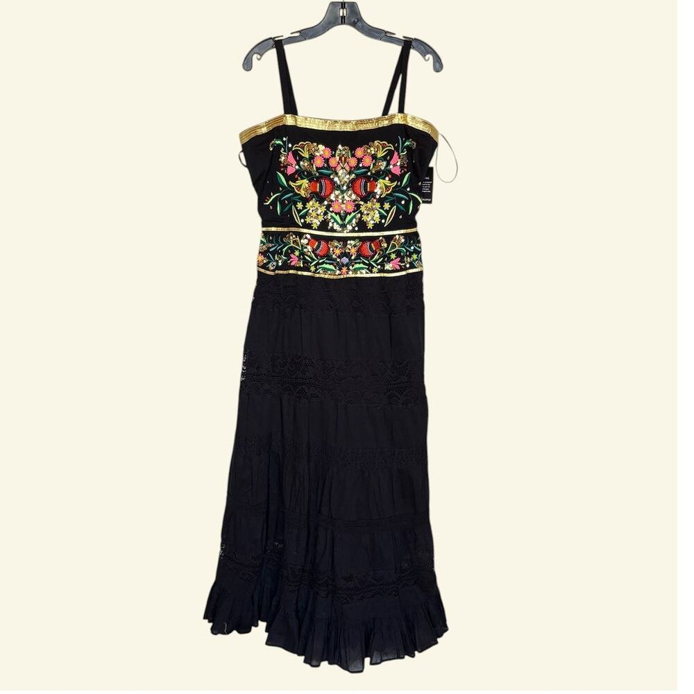 Boston Proper NWT Sequin And Embroidered Lace Inset Maxi Dress Festive! Size M